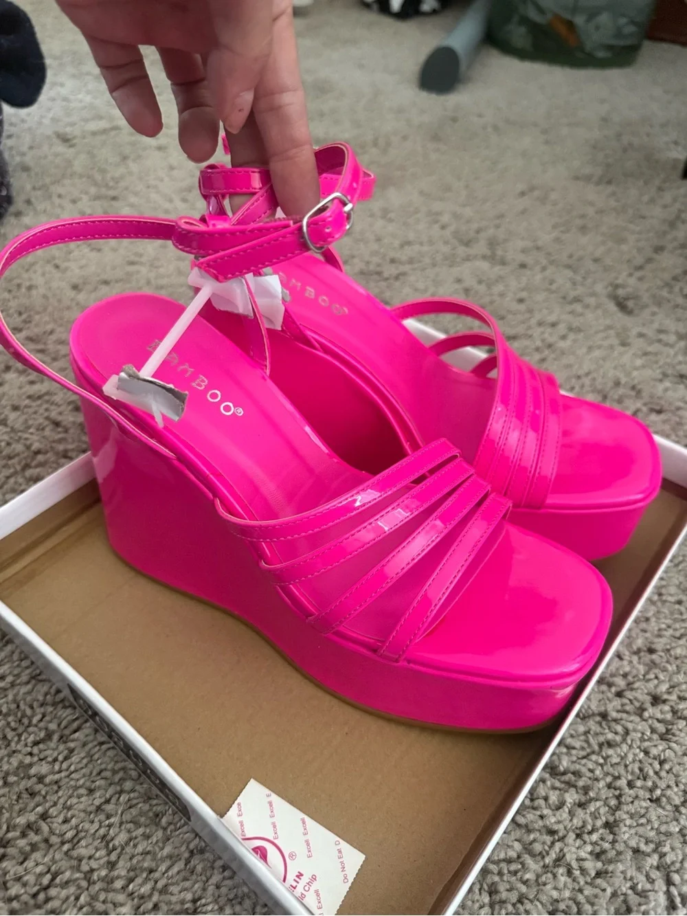 Bright Pink Platform Wedge Sandals - Bamboo